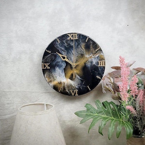 Handmade Epoxy Resin Wood Wall Clock: Modern Rustic Home Decor