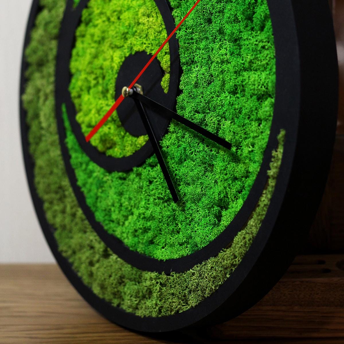 Wooden Moss Wall Clock: 12" Eco-friendly Silent Clock - Etsy
