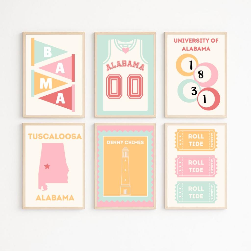 Customizable College Theme Posters Digital College Merch Personalize to Any School or University Made to Order Perfect Back to School Gift
