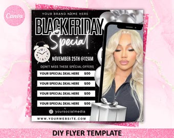 Black Friday Flyer, Black Friday sale Flyer, Black Friday Special Sale,  Pink Friday Flyer, Cyber Monday, Beauty, Lash, Make up, Nails, Hair