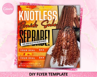 September Braids Flyer, Braids Special Sale Flyer, September Flyer, Braiding, Braids Flyer, MUA Nails Lash Braids Hair Flyer, Canva Editable