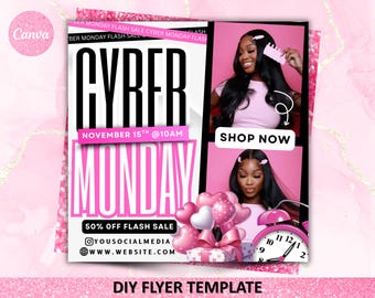 Cyber Monday Flyer, Cyber Monday Sale Flyer, Cyber Week Flyer, Cyber Monday Special Sale, Cyber Monday, Beauty, Lash, Make up, Nails, Hair
