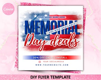 Memorial Day Flyer, Memorial Day Deal Flyer, Holiday Sale Flyer, Memorial Day Booking Flyer, Memorial Day Flyer, Flash Sale, Canva Editable