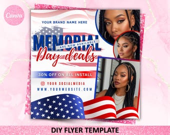 Memorial Day Flyer, Memorial Day Deal Flyer, Holiday Sale Flyer, Memorial Day Booking Flyer, Memorial Day Flyer, Flash Sale, Canva Editable