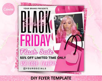 Black Friday Flyer, Black Friday sale Flyer, Black Friday Special Sale,  Pink Friday Flyer, Cyber Monday, Beauty, Lash, Make up, Nails, Hair