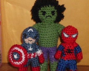 Handmade Crocheted Amigurumi Marvel Superheroes  by The Knitting Gnome.