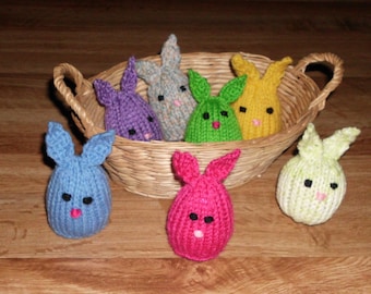 PATTERN  Knit Basket of Little Bunny Egg Covers or Toys