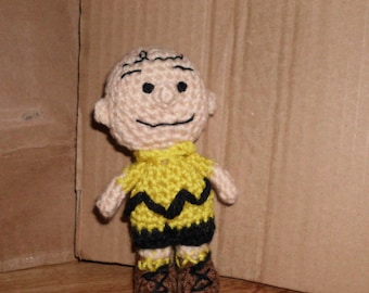 Handmade Crocheted Amigurumi Peanuts Charlie Brown  5" Tall by The Knitting Gnome.. Cute