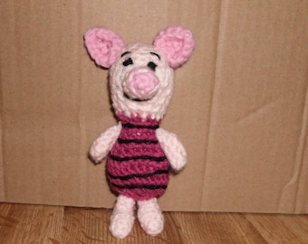 Handmade Crocheted Amigurumi Winnie the Pooh Piglet 5" Tall by The Knitting Gnome.. Cute