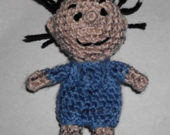 Handmade Crocheted Amigurumi Peanuts Pigpen  5" Tall by The Knitting Gnome.. Cute