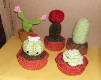 Handmade Crocheted Amigurumi Succulents / Cactus by The Knitting Gnome.. Cute