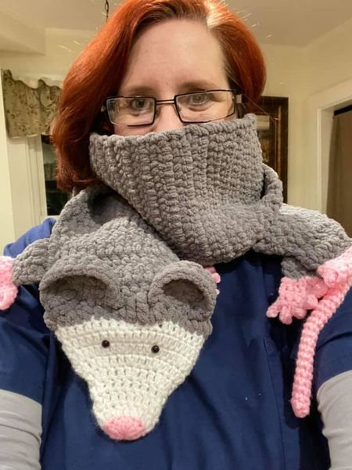Handmade Crocheted 'Possum Scarf by The Knitting Gnome.. Etsy