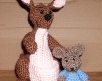 Handmade Crocheted Amigurumi Kanga and Roo from Winnie the Pooh  by The Knitting Gnome.. Cute