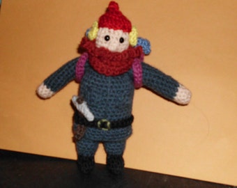 Handmade Crocheted Amigurumi Yukon Cornelius from Rudolph the Red Nosed Reindeer 7.5" Tall by The Knitting Gnome.. Cute