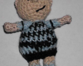 Handmade Crocheted Amigurumi Peanuts Schroeder by The Knitting Gnome.. Cute