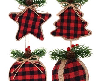 ホリデー クリスマス オーナメント。クラシックなクリスマス チェック