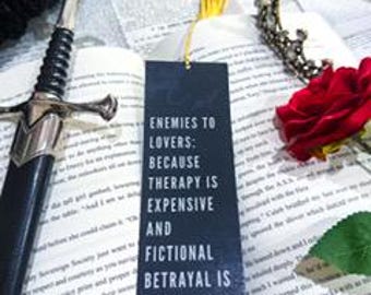 Enemies to Lovers Bookmark | Dark Romantasy Bookish Gift | Fantasy Romance Aesthetic Bookmark for Readers & Book Lovers