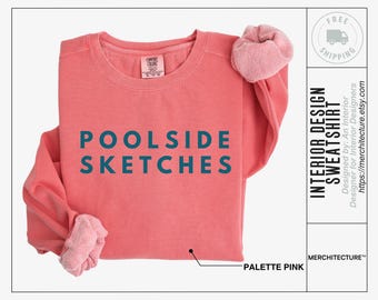 Poolside Sketches Sweatshirt | Summer Studio Life Crewneck | Creative Professional Gift | Architect Intern Merch | Merchitecture™