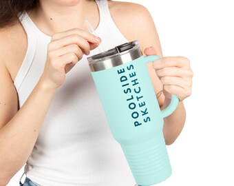 Poolside Sketches Insulated Travel Mug, 40oz | Stylish Travel Mug, Coffee Cup, Reusable Tumbler, Gift for Her, On-the-Go Style
