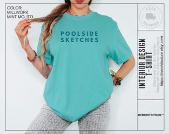 Poolside Sketches Shirt | Funny Architect T-Shirt | Interior Designer Gift | Creative Studio Life Merch | Summer Design Shirt