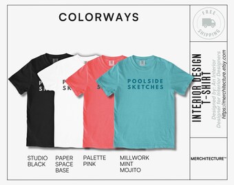 Poolside Sketches Shirt | Funny Architect T-Shirt | Interior Designer Gift | Creative Studio Life Merch | Summer Design Shirt