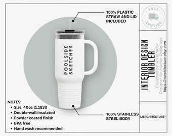 Poolside Sketches Travel Mug | Creative Pro Tumbler | Funny Architect Gift | Design Intern Drinkware | Studio Life Essentials
