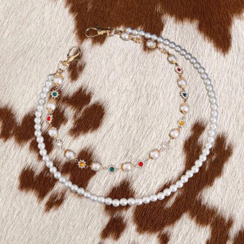 Double chain belt with pearl
