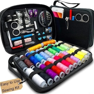Sewing Kit with Threads Needles Scissors Tape Measure Buttons Portable Travel DIY Embroidery Handwork Sewing Tool Set