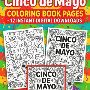 Cinco de Mayo Coloring Pages – Printable Fiesta Activity Book for Kids & Adults – Instant Download PDF