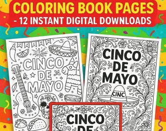 Cinco de Mayo Coloring Pages – Printable Fiesta Activity Book for Kids & Adults – Instant Download PDF