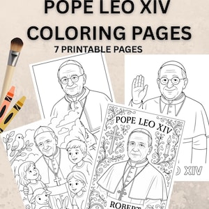 Libro da colorare stampabile di Papa Leone XIV - Download digitale - Attività per bambini cattolici