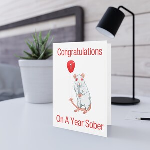 LUSTIGE Nüchternheits-Geschenk-Glückwünsche auf einem Jahr nüchtern Sie schmutzige Ratten-Hinweis-nüchterne Wiederaufnahme Gruß-Geschenkkarten