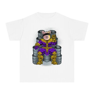 Camiseta de dibujos animados, divertida camiseta juvenil con diseño de trono de cerdo, regalo divertido para niños, fiesta de cumpleaños, tiempo de juego, ropa informal, camiseta coleccionable.