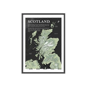 スコットランド地図額入り地図（20インチ×28インチ／11.7インチ×16.5インチ）