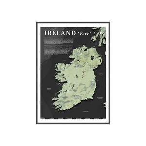 アイルランド地図額入り地図（20インチ×28インチ/11.7インチ×16.5インチ）