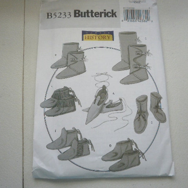 Pattern Historical Footware 7 styles shoe size 5-13 Uncut Butterick 5233