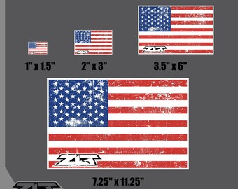 USA Flag Distressed Vinyl Decal Sheet of 8 Patriotic Stickers or 1 Extra Large Sticker for your Car, Truck or Boat