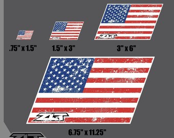 USA Flag Slanted Distressed Vinyl Decal Sheet of 10 Patriotic Stickers or 1 Extra Large Sticker for your Car, Truck or Boat
