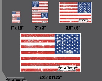 USA Flag Directional Distressed Vinyl Decal Sheet of 8 Patriotic Stickers or 1 Extra Large Sticker for your Car, Truck or Boat