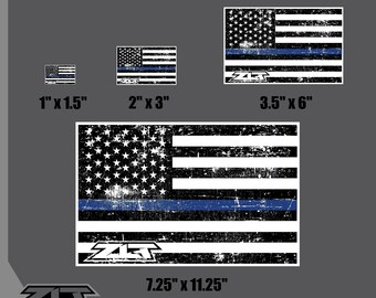 USA Flag Distressed Thin Line Vinyl Decal Sheet of 8 Patriotic Stickers or 1 Extra Large Sticker for your Car, Truck or Boat