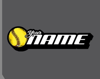 Softball Name Vinyl Decal: Personalized