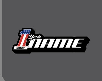 US FLAG #1 Name Vinyl Decal: Personalized