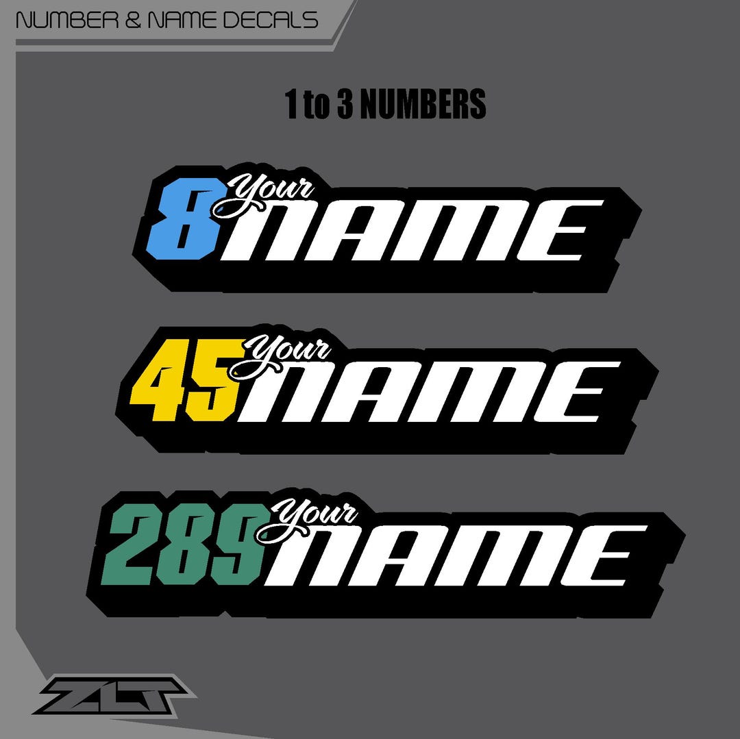 Custom Number & Name Decal | Personalized Team Sport or Race Number ...