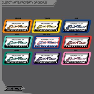 Personalized Property of.. Vinyl Name Decals. Set of 16