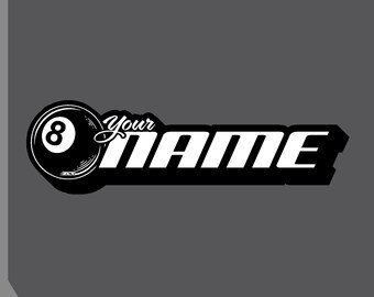 8 Ball / Pool Name Vinyl Decal: Personalized