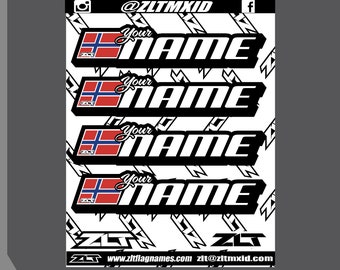 Mini Sheet - Country Flag Name Vinyl Decal: Personalized - Set of 4 Decals