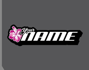 Hibiscus Flower Name Vinyl Decal: Personalized