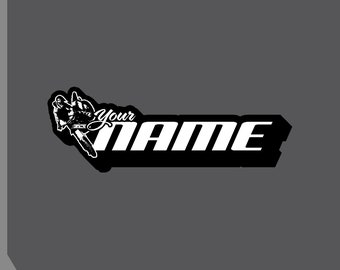 Dirt Bike Name Vinyl Decal: Personalized