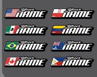 Country Flag Name Vinyl Decal: Personalized