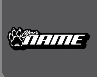 Cat Paw Name Vinyl Decal: Personalized